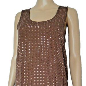 GUCCI Top, size S, brown with crystals, silk, Made in Italy, NWT, $960 retail